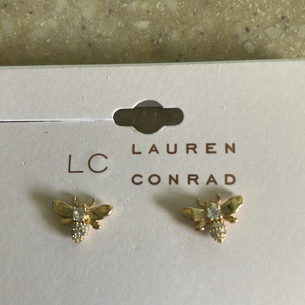LC Lauren Conrad bee w/ cubic zirconia post earrings